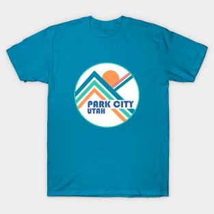 Park City Circle Mountain Lines Turquoise Graphic T-Shirt